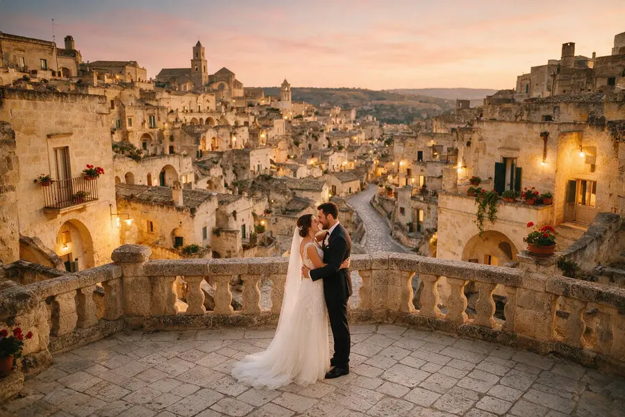 Wedding couple in Matera, Basilicata