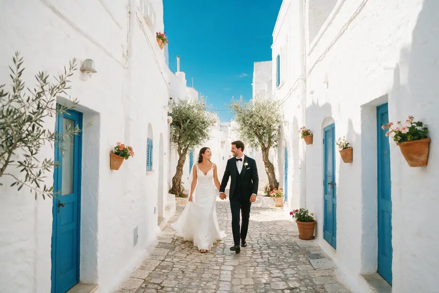 Wedding couple in Ostuni, Puglia